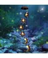 Solar Wind Chimes With Sun Moon Star Solar Powered Wind Chimes Warm Led ... - £37.73 GBP