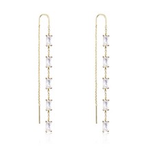  Star Cubic Zirconia Long Earrings for Women Gold Silver Color Ear Line Square D - £18.16 GBP