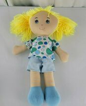 Homerbest cloth soft Doll Yellow Blonde Yarn Hair Blue Green Dot Shirt 1... - $24.74