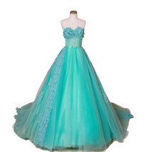 Rosyfancy Aqua Blue Beaded Applique Quinceanera Dress Strapless Ball Gown EDS081 - £192.44 GBP