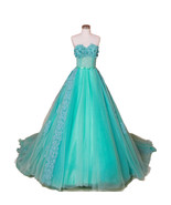 Rosyfancy Aqua Blue Beaded Applique Quinceanera Dress Strapless Ball Gow... - £190.19 GBP