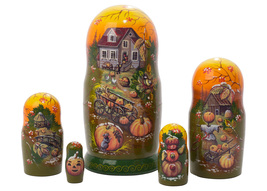 Frost on the Pumpkin Nesting Doll - 5&quot; w/ 5 Pieces - £48.71 GBP