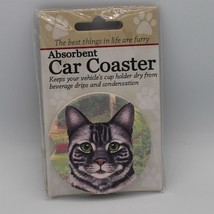 Super Absorbent Car Coaster - Cat - Silver Tabby - $5.44