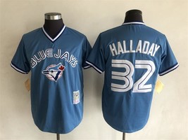 Blue Jays #32 Roy Halladay Jersey Throwback Uniform Blue - £35.85 GBP