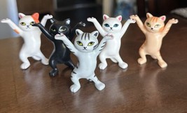 PVC Cake Toppers Dancing Cat Figures Lot of 5 Cat Lover Decor - £6.74 GBP