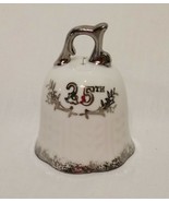 25th Anniversary Bell Lefton White Silver Wedding Gift Vintage Japan 3&quot; - £14.07 GBP