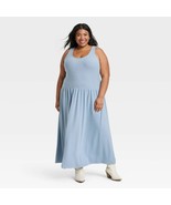 Universal Thread Women&#39;s Plus 2X Drop Waist Knit Midi Slip Dress Blue Ri... - $39.85 CAD