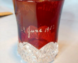 1902 Ruby Flash Souvenir Art Glass Tumbler June 29th Wilhelm Beegen pers... - $14.80