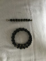 Black Onyx memory wire bracelet and pendant - $50.00