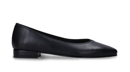 Women vegan ballerina flat sandal black solid elegant apple skin with sq... - $116.88