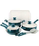 Spice By Tia Mowry 10 Piece Ceramic Nonstick Aluminum Cookware Set in Teal - $2,429.87 MXN