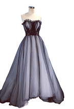 Rosyfancy Black Over White Lace Accent Wedding Gown Quinceanera Evening Dress - £171.46 GBP