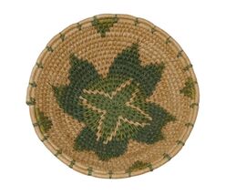 Woven Coiled Southwestern Green Design Round Basket Bowl - $55.17 CAD