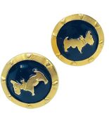 Vintage Doncaster Gold Tone Clip On Earrings Scottish Terrier Black Enamel - $60.38