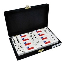 White Double Six Domino with Chilean Flag Engraved in Velvet Case - £63.39 GBP