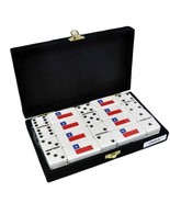 White Double Six Domino with Chilean Flag Engraved in Velvet Case - $110.92 CAD