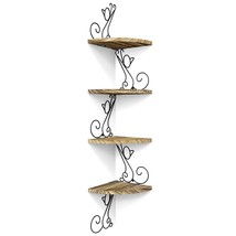 Wall Mount Corner Shelves 4 Tier Floating Corner Storage Wood Shelves Decorative - £39.95 GBP