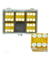Set of 5 Yellow 19mm Transparent Casino Dice - Serialized - In Acrylic Box - $34.54 CAD
