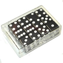 Set of 12 Black Opaque dice in Acrylic Box - White dots - $12.95