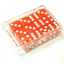 Set of 12 Red Opaque dice in Acrylic Box - White dots - £10.35 GBP