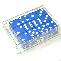 Set of 12 Blue Opaque dice in Acrylic Box - White dots - £10.35 GBP