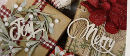 NEW Wooden Christmas Decor Words 2 Joy 2 Merry Presents Christmas Tree - $4.25