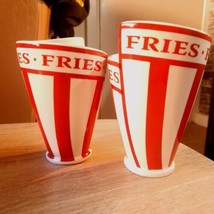 Set of 2 Ceramic French Fry Holders - Red &amp; White Striped Design - £7.17 GBP