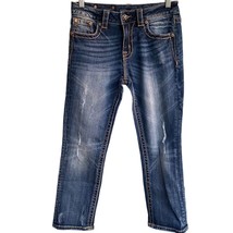 Miss Me Boyfriend Cuffed Capri Jeans  26 JB5151P34 Distressed Rhinestone Bling - £17.57 GBP