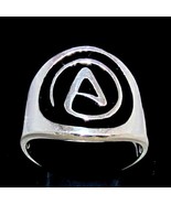 Sterling silver Atheist ring Anti Religion symbol with Black enamel high... - $70.00