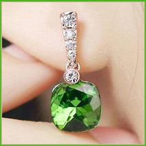 Emerald Cut Dangle Green Austrian Crystal Diamonetts 18K Rose Gold Fill Earrings image 1