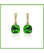 Emerald Cut Dangle Green Austrian Crystal Diamonetts 18K Rose Gold Fill ... - £88.96 GBP