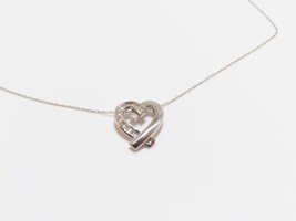 10K White Gold Diamond Heart Necklace - £78.89 GBP