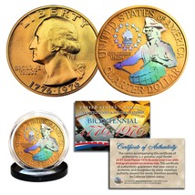 1976 Bicentennial Genuine U.S. Quarter Coin - 24K Gold Plated &amp; Prism Hologram - £7.56 GBP