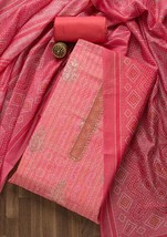 indian salwar suit salwar kameez Pink Zariwork Chanderi with dupatta unstiched - £86.85 GBP