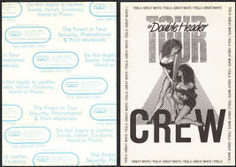 OTTO Cloth Crew Backstage Pass for the Tesla/Great White 1989 Double Header Tour - £6.91 GBP