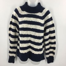 J. Crew Womens Navy Striped Pom Pom Cable Knit Sweater - £25.51 GBP
