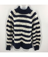 J. Crew Womens Navy Striped Pom Pom Cable Knit Sweater - £24.07 GBP