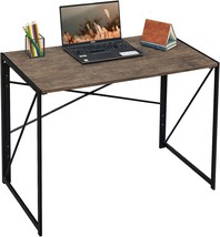 Coavas 39-Inch Writing Computer Desk, Foldable Table Simple Home Office, Brown. - £77.68 GBP