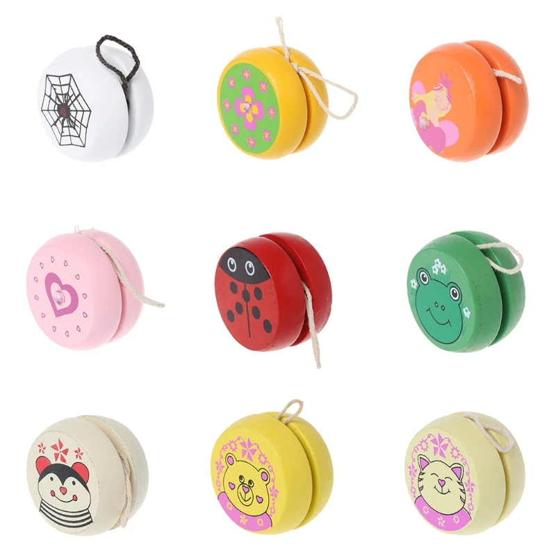 Cute Animal Prints Wooden Yoyo Toys Easy Educational Toys Classic Toy - £7.00 GBP+