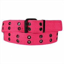 Premium Double Row Grommet Hot Pink Belt 2 Hole Canvas Web Stud Biker Pu... - $9.95
