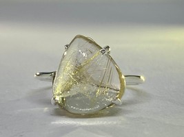 Natural Clean Golden Rutile Ring In 925 sterling solid silver - £133.68 GBP