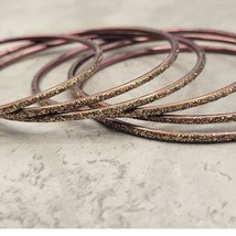 Copper Bronze with Glitter Thin Metal Bangles Metallics Stack of 6 - $258.82 MXN
