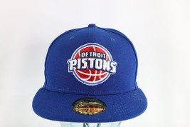 Vintage New Era Detroit Pistons Basketball Spell Out Fitted Hat Cap Blue... - $39.55
