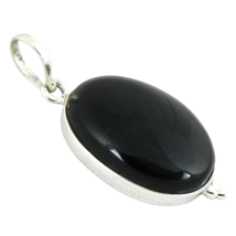 925 Sterling Silver Oval Black Onyx Handmade Women Pendant Necklace PS-1603 Gift - £23.98 GBP