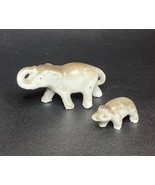 Ceramic Elephant Figurines Trunks Up Vintage Set of 2 Gray Japan - $370.83 MXN