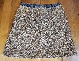 GAP Size 14 Denim and Leopard Print Woman&#39;s Mini-Skirt - £5.42 GBP