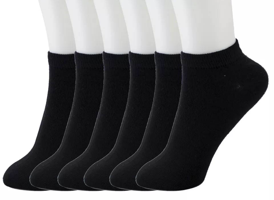 6 Pairs Black Mens Womens Cotton Ankle Socks Size 9-11 - $19.00