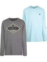 Hurley Boy&#39;s 2-Pack Thermal Crew Neck Long Sleeve T-Shirts Grey/Blue Sz 5-6 - $21.02 CAD