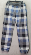 Cuddl Duds Jogger Pants Womens Large Gray Blue Plaid Polyester Pocket Flat Front - £18.08 GBP