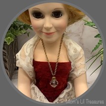 Large Crystal Pendant Gold Time Necklace • 18-20” Vintage Doll Jewelry - £7.74 GBP